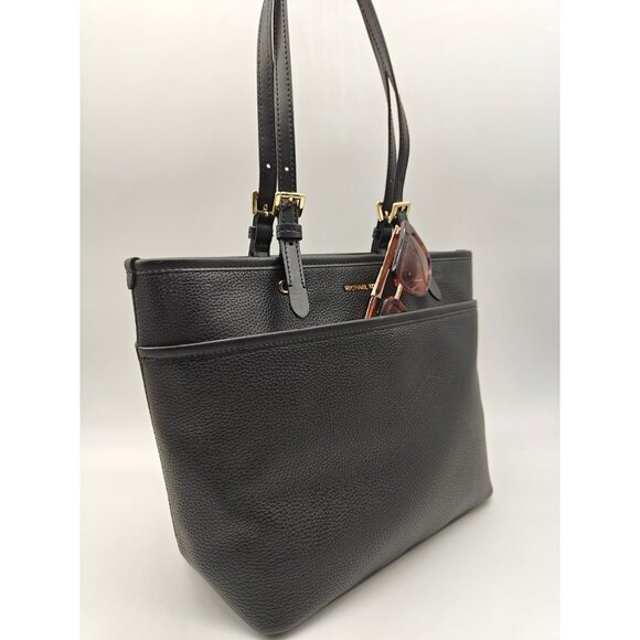 MICHAEL KORS Winston pebbled leather zip top women's large tote bag - BLACK - Picture 4 of 11